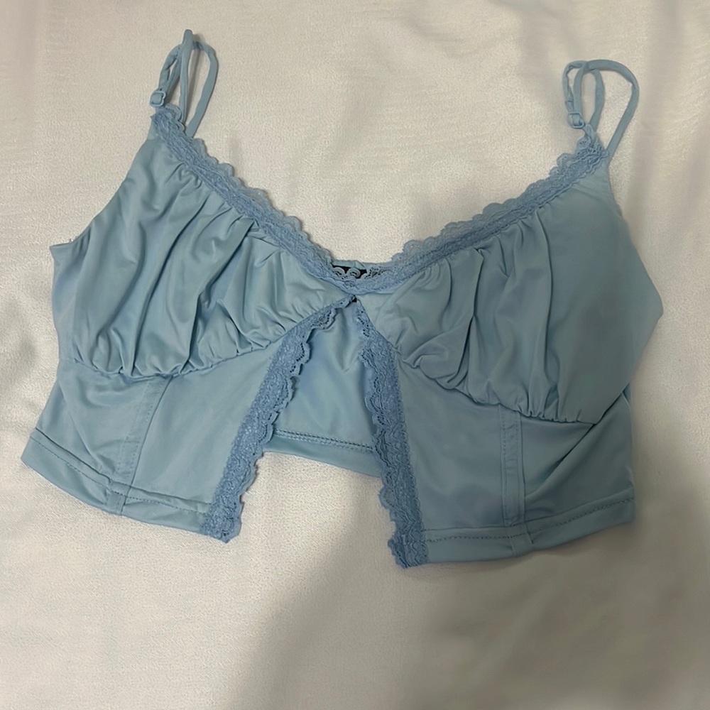 Hazel Boutique Blue Tank with Lace